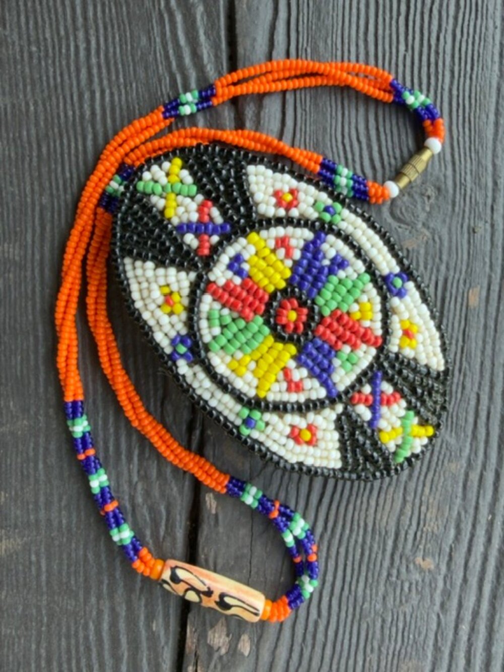 2 Piece Vintage Beaded Set Multi Strand Twist Necklace & Barrette